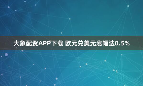 大象配资APP下载 欧元兑美元涨幅达0.5%
