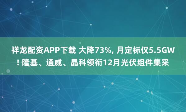 祥龙配资APP下载 大降73%, 月定标仅5.5GW! 隆基、通威、晶科领衔12月光伏组件集采